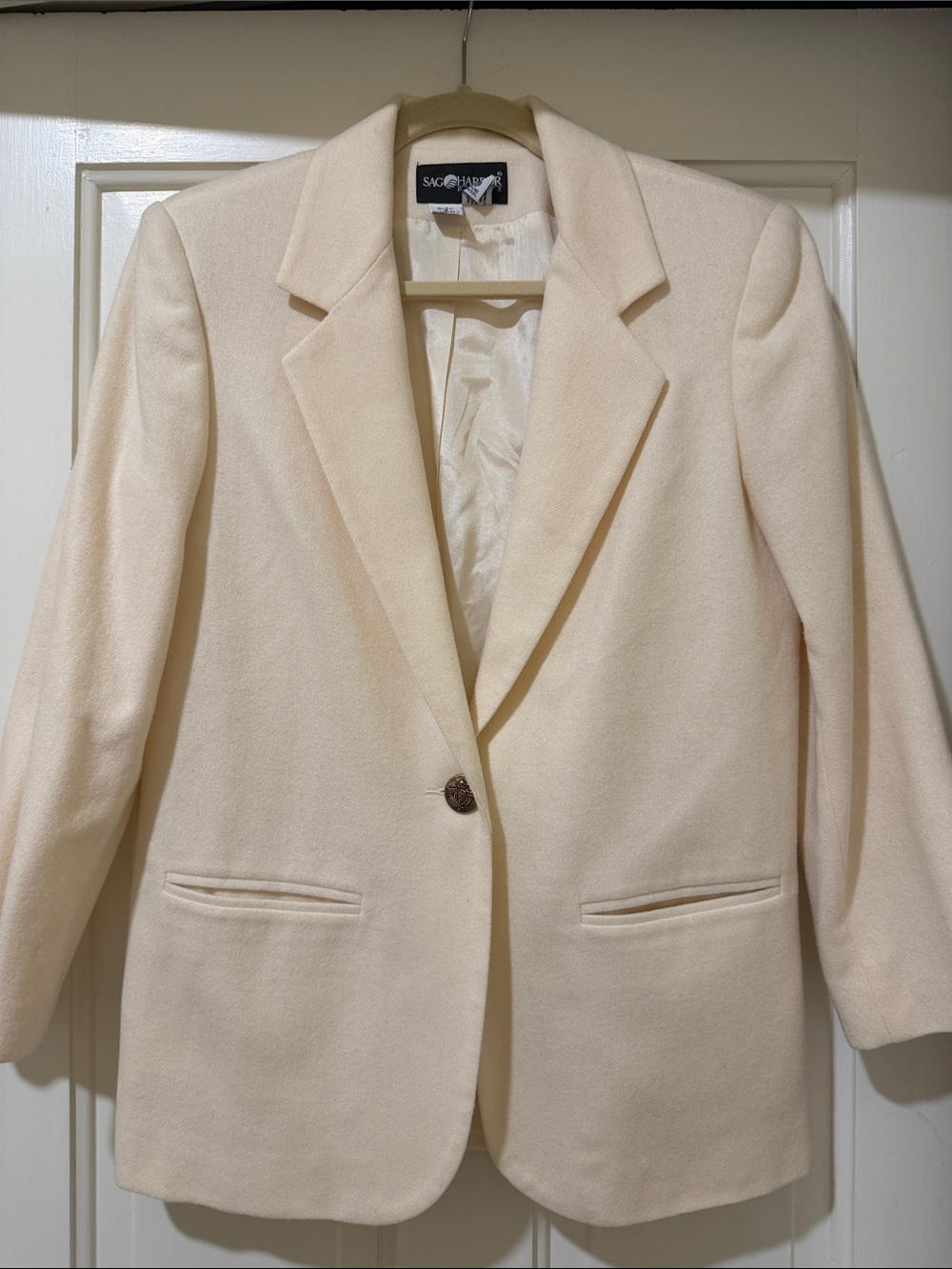 Sag Harbor Cream Single-Button Blazer